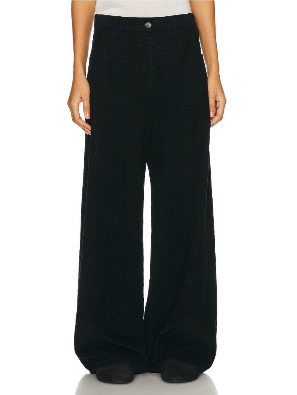 The Row Chan Black Corduroy Wide Leg Pants